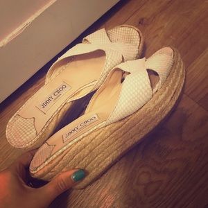 ❗️SOLD❗️JIMMY CHOO PATENT LEATHER CROSSOVER WEDGES